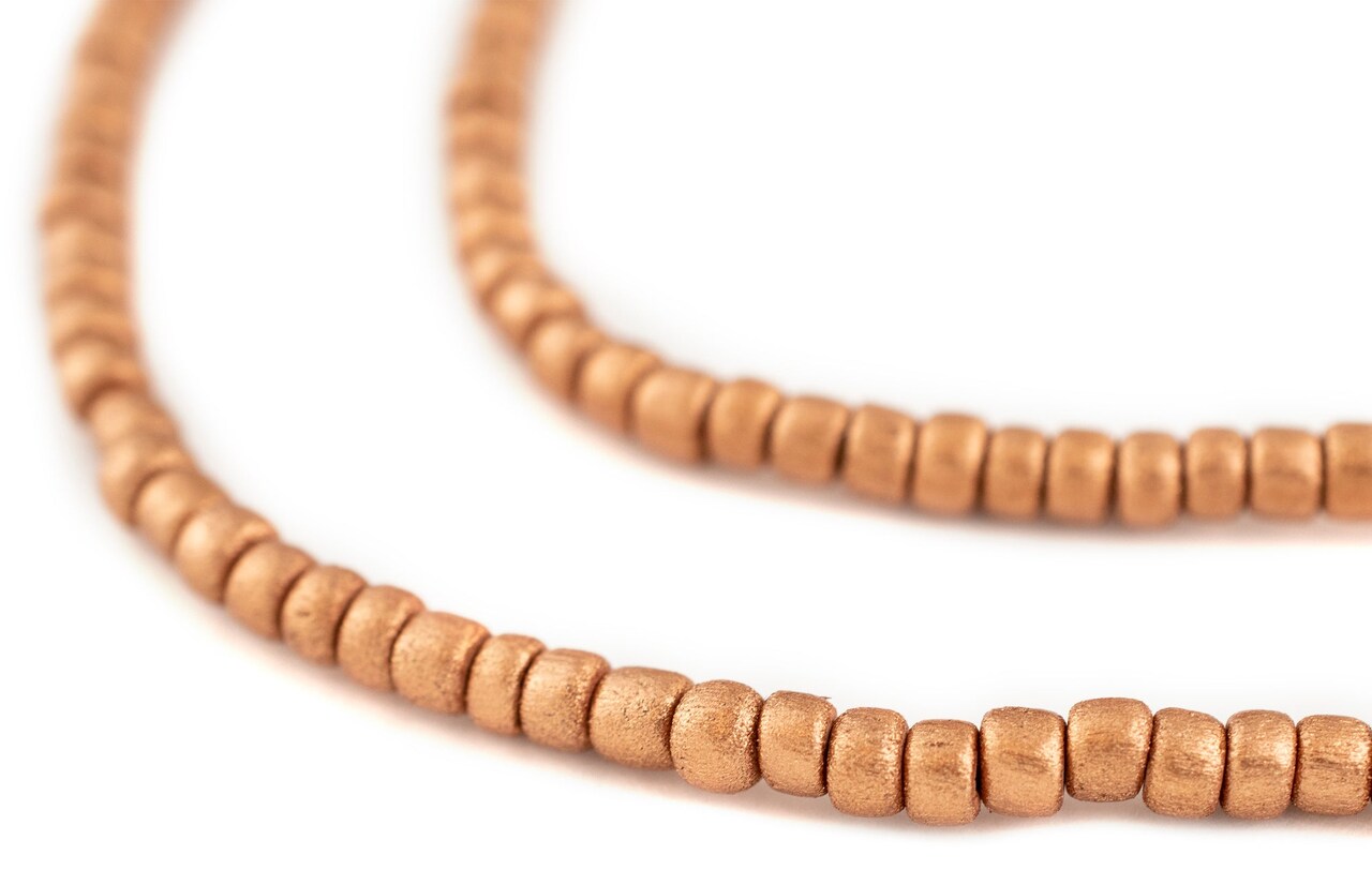 The Bead Chest Copper Nugget Natural Wood Beads (5mm): Organic Eco-Friendly Wooden Bead Strand for DIY Jewelry, Crafts, Necklace and Bracelet Making